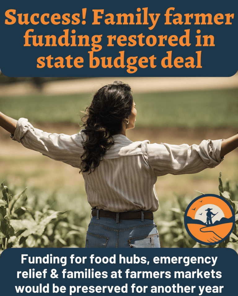 Success! Critical family farmer funding restored in state budget deal