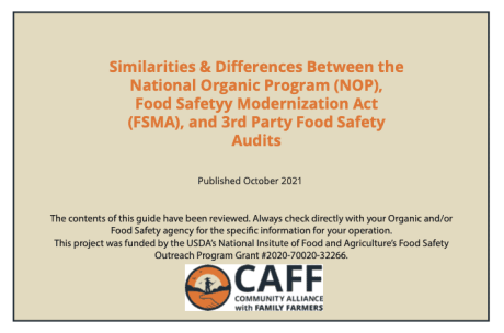 NOP/FSMA/3rd Party Audit Food Safety Guide